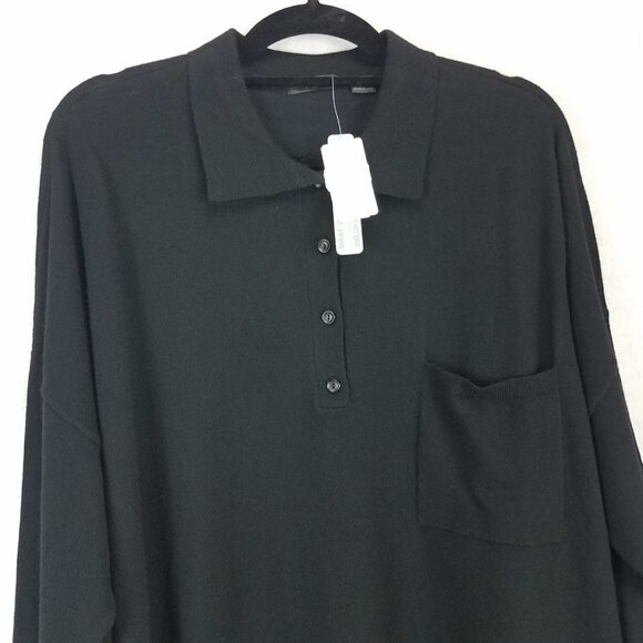 NEW RDI Nordstrom Men's Size XL 1/4 Button front Knit Sweater Pullover Black - Picture 2 of 7